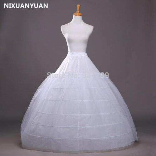 High Quality White Ball Gown 6 Hoops CRINOLINE PETTICOAT SKIRT Full SLIP For Wedding in Stock