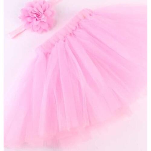 Baby Girl Tutu Skirt Cute Kids Princess Tulle Skirts With Flower Headband Summer Children Party Newborn Photography Props Photo
