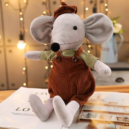 42CM Lovely Mouse Plush Toys Cartoon Dressing Cloth Animal Mouse Dolls Stuffed Soft Kids Birthday Gifts 1PC