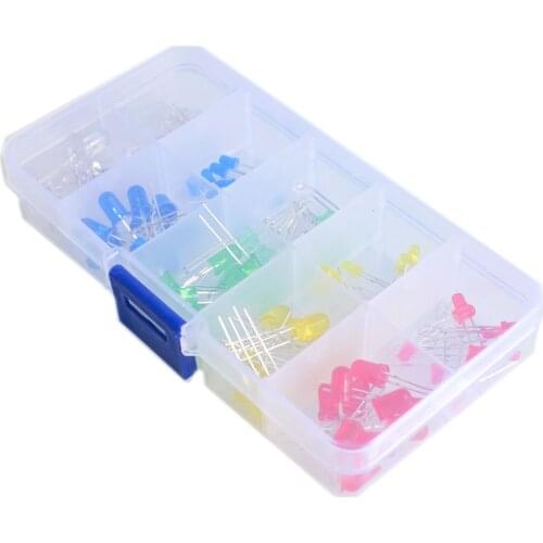 100PC/Lot 3MM 5MM Led Kit With Box Mixed Color Red Green Yellow Blue White Light Emitting Diode Assortment 10PCS Each New