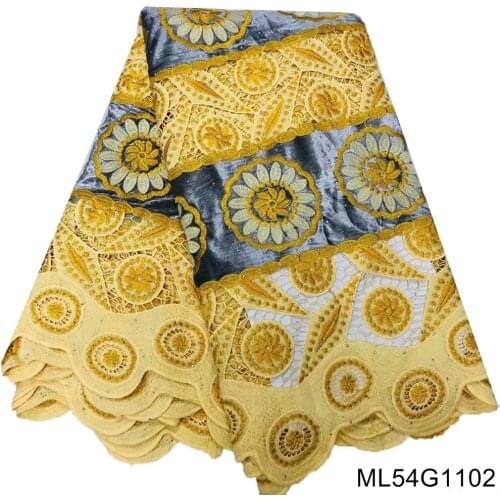 2021 High quality guipure velvet lace fabric Nigerian French tulle lace water soluble lace with stones for dress ML54G11