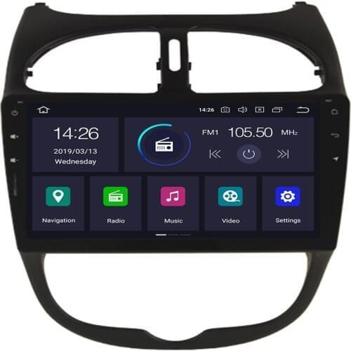 9" Android 10 Car Stereo GPS For Peugeot 206 Auto Radio RDS FM Audio Video Headunit Navigation DSP WiFi BT Backup Camera No DVD
