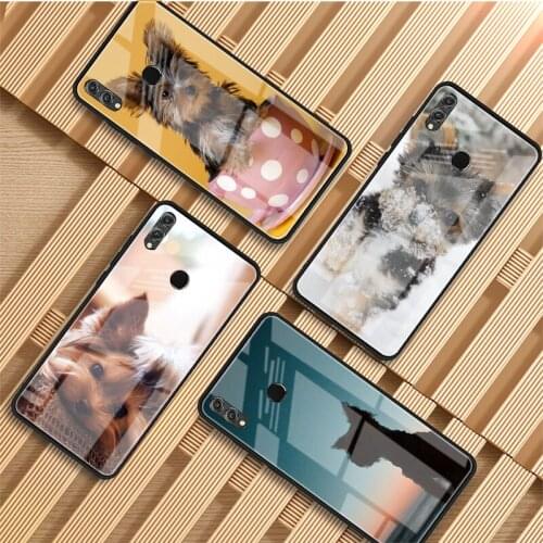 Yorkshire terrier dog Tempered Glass Phone Case For Huawei P20 P30 P40 P40 Lite Pro Psmart Mate 20 30 Cover Shell