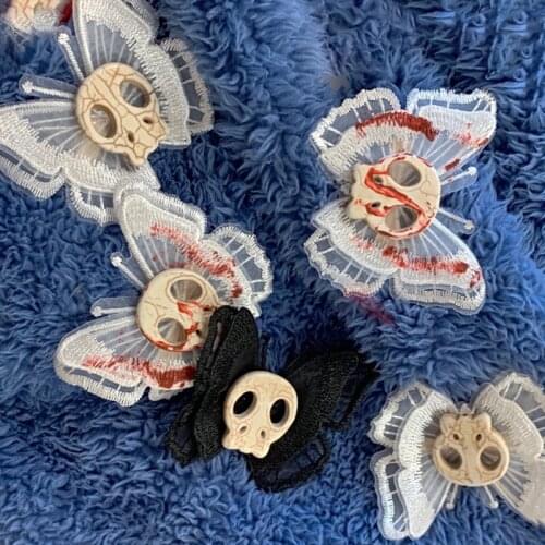 Goth Injured Butterfly Skull Hair Clip for Women Punk Fashion Vintage Animal Hairpin Jewelry Hair Accessories 90s Style Gifts