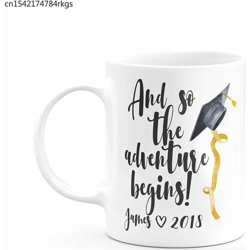 Personalized Graduation Gifts - 11oz Large Ceramic Coffee Cup with Matching Coaster - Custom Gifts for her