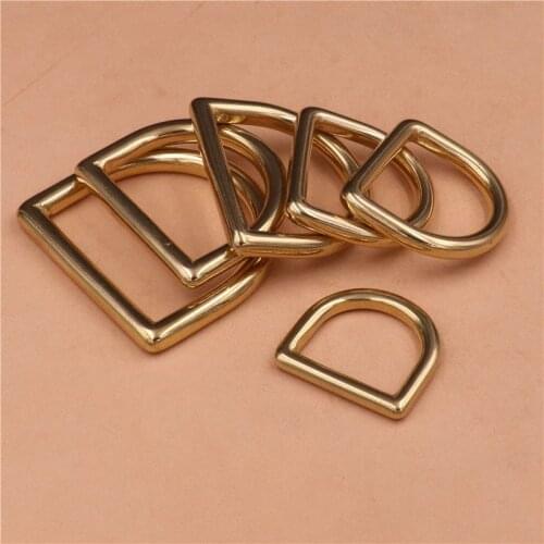 HQ YD01 Forged and Seamless Solid Yellow Brass D Ring Buckles for Bag Strap Belt Purse Webbing Dog Collar Craft DIY Accessories