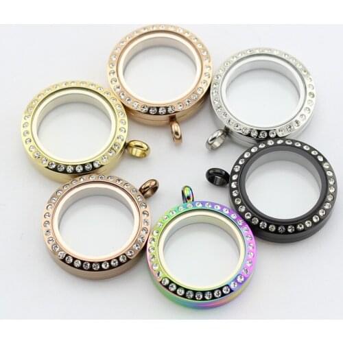 20mm/25mm/30mm/35mm Czech Crystals waterproof locket 316L stainless steel floating memory locket pendant (only locket)