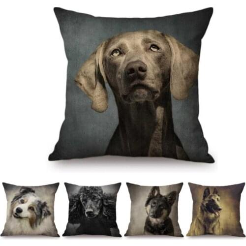 Lovely Puppy Dogs Portrait Poodle German Shepard Pets Home Decorative Throw Pillow Case Linen Gold Retriever Car Cushion Cover