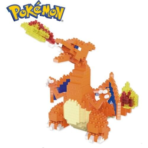 747PCS+ Pokemon Charizard Assembly Mini Building Blocks DIY Cartoon 3D Model Micro Brick Figures Toys For Kid Birthday Gift 6026