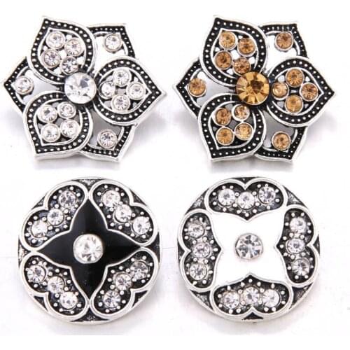 2019 New 10pcs/lot 18mm Snap Jewelry Flower Styles Metal Snap buttons Buttons Rhinestone Watches Snaps Jewelry