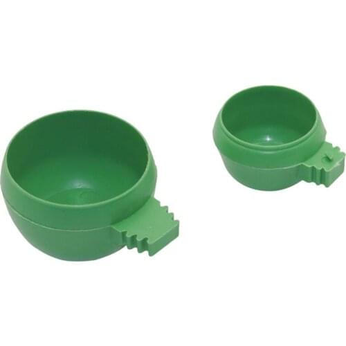 New Parrot Bird Hamster Feed Bowl Cage Hanging Drinking Food Feeder Plastic Round Water Cup Bowl Feeding Bowl Tools 1Pc