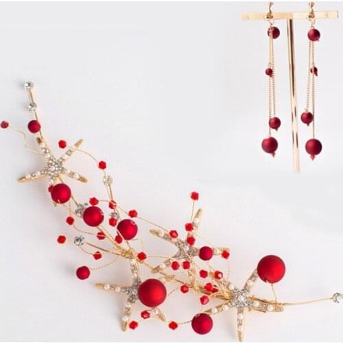 Rhinestone Gold Starfish Headband Wedding Hair Accessories Bridal Tiara Headband Hair Combs Hairpins Wedding Hair Jewelry