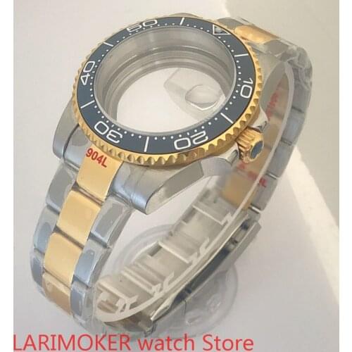 Transparent back 40mm sapphire glass case with 904L stainless steel bracelet with ETA NH36 MH35 cases Drak blue bezel