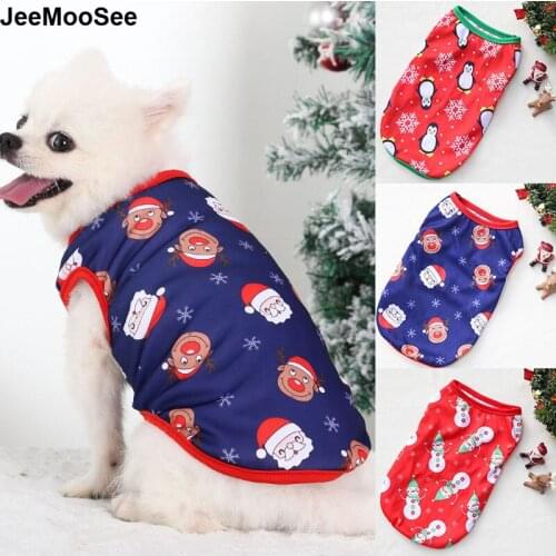 Christmas Dog Clothes Cotton Pet Clothing Hoodies for Small Dogs Cats Vest Shirt Puppy Dog Costume Chihuahua Yorkies Outfit