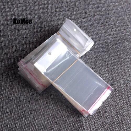 200pcs 7x8+6cm Self Adhesive Seal Ploy bag Clear Plastic Bags Transparent OPP Bags Jewelry Gift Packaging Bag With Hanging Hole