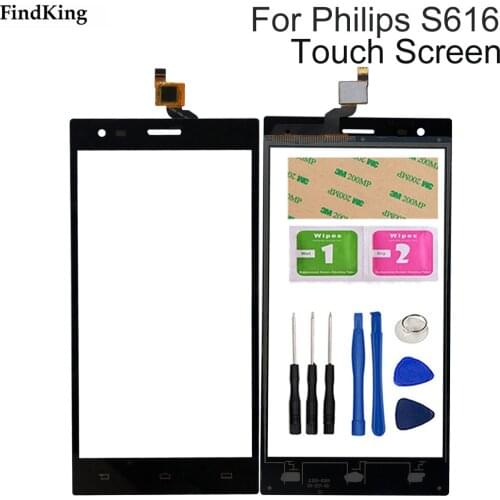 5.5"Mobile Touch Glass For Philips Xenium S616 Touch Screen Front Panel Sensor Glass Digitizer Lens Sensor 3M Glue Tools