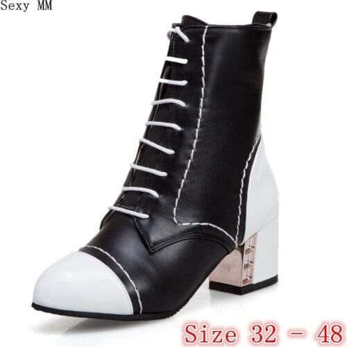 Spring Autumn High Heels Women Ankle Boots High Heel Shoes Woman Short Boots Small Plus Size 32 33 - 40 41 42 43 44 45 46 47 48