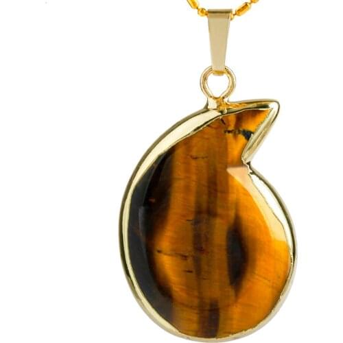 SUNYIK Tigers Eye Stone Spiral Swirl Healing Reiki Charms Pendant Jewelry (Free Chain)