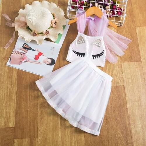 Cartoon Unicorn Dress for Girls Flower Girl Wedding Evening Chidlren Clothing 3-8 Years Kids Birthday Party Princess Dresses