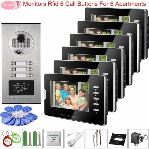 For 2/3/4/6 Apartments 7" Video Doorphone Monitor Access Control Monitoring Camera System White / Black Monitors Video Doorphone