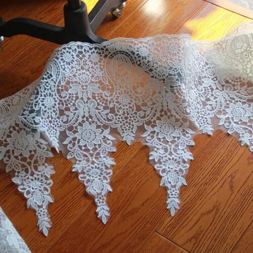 Embroidered lace trim ultra-high wedding dress skirt drag tail diy lace trims accessories