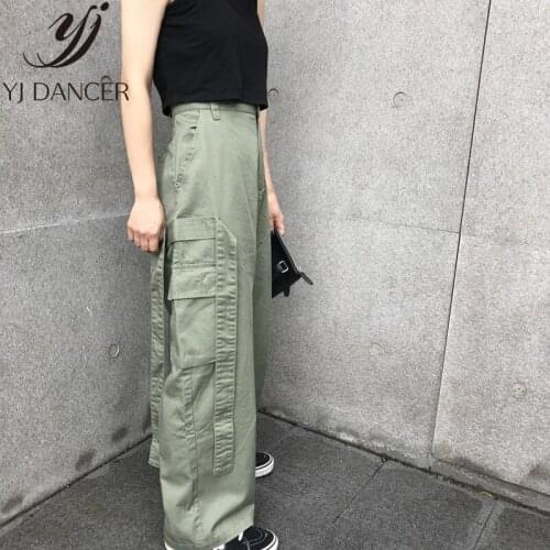 Hong Kong Style Hiphop Womens Pants BF Street Large Size Loose Straight Pants Tooling Wide Leg Womens Sports Pants Trousers