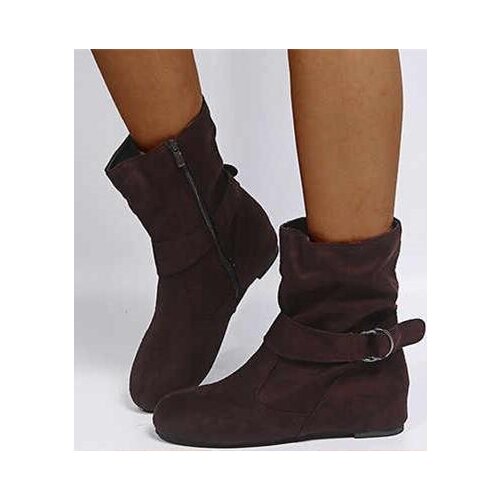 Winter 2021 Flat Ankle Boots Sexy Boots Ladies Suede Side Zipper Buckle Boots Ladies Botas Mujer Snow Boots