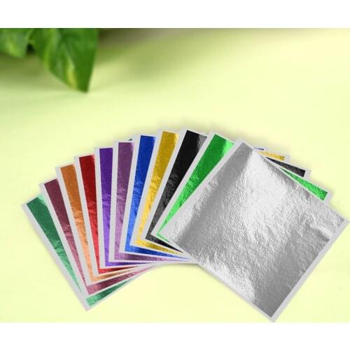 100pcs 8x8cm Imitation Gold Sliver Copper Foil Papers For Resin Jewelry Making Fillings Art Nail Decoration Colorful Filling