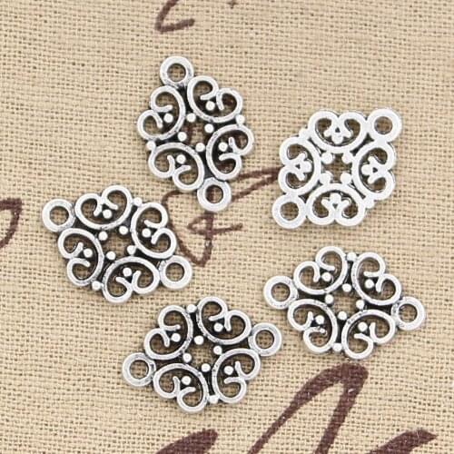 15pcs Charms Flower Link Connector 20x13mm Antique Making Pendant fit,Vintage Tibetan Bronze Silver color,DIY Handmade Jewelry