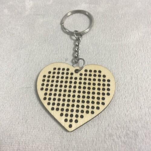 20pcs wooden hearts DIY Wooden Needlework Keychain Kit