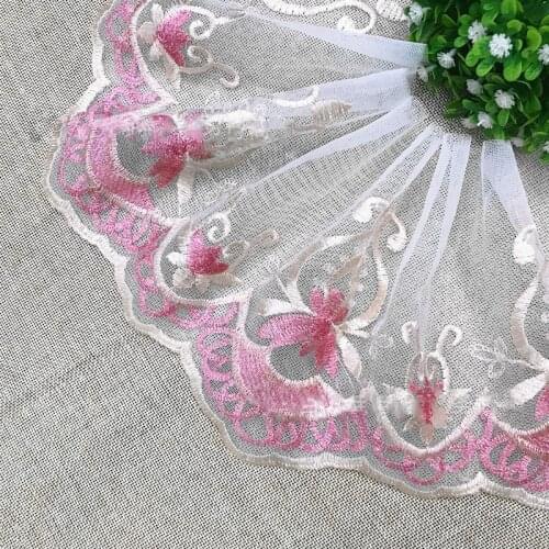 30Yards Delicate White Mesh Tulle Golden Embroidered Lace Fabric DIY Handmade Laces Trim Materials Clothing Accessories