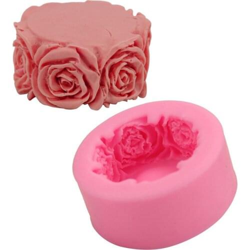 3D Round Rose Flowers Shape Silicone Soap Mold DIY Handmade Soap Molds Soap Making Fondant Cake Candle Molds Craft Decoration