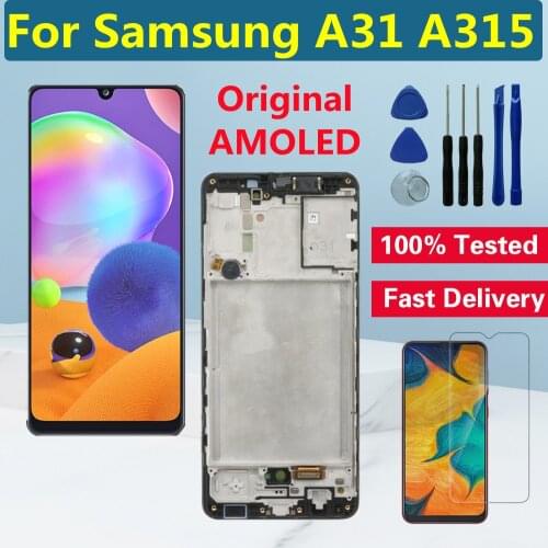 6.4" Original For Samsung Galaxy A31 A315 LCD Display Touch Digitizer Screen For Samsung A31 SM-A315F/DS AMOLED LCD With Frame