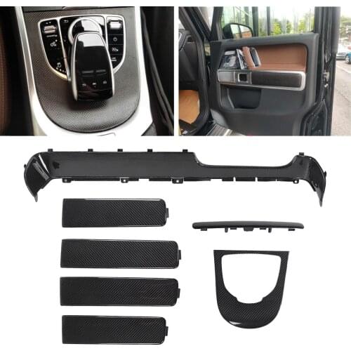 7pcs Door Handle Armrest Trim Gearshift Panel Dashboard Cover Replacement Fit for Mercedes Benz G-Class G63 W463 2019-2021