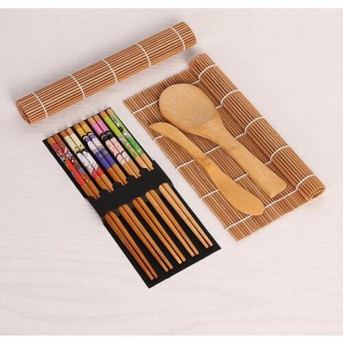 13 Pcs/Set DIY Bamboo Sushi Maker Set Sushi Curtain Rice Sushi Making Kits Roll Cooking Tools Chopsticks Spoon Sushi Blade