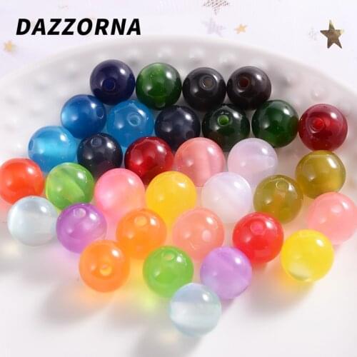 Resin Beads Multicolor Cat Eye Round Beads Loose Beads for Diy Handmade Making Jewelry Bracelet Necklace Accessories