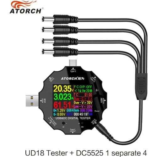 UD18 DC5.5 DC5525 digital voltmeter amperimetro voltage current meter ammeter detector notebook power bank charger usb tester