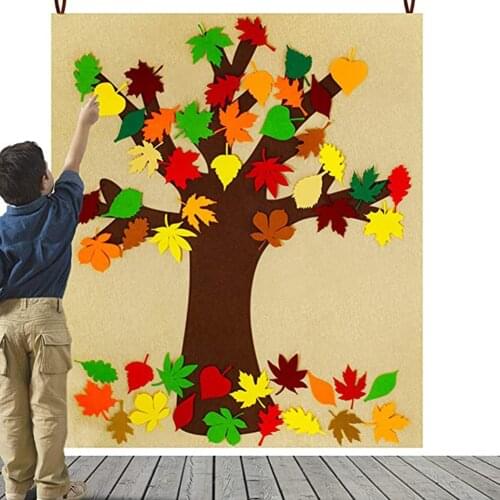For Kids Classroom Multifunction Crafts School Thanksgiving Activity Autumn Leaf Ornaments Felt Fall Tree Board DIY Wall Art