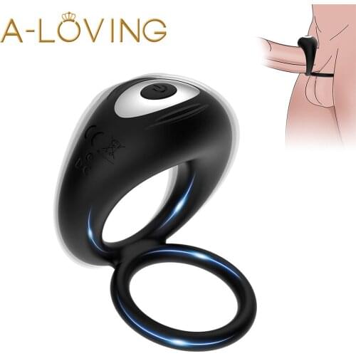 Lock Fine Double Rings Cock Ring Penis Massage Vibrator Testis Stimulation Delayed Ejaculation Trainer Male Orgasm Sex Toys Man