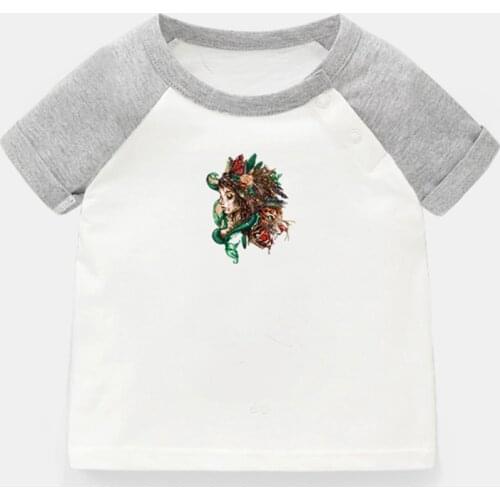 Fairy Tale Miko and Fierce Tiger Flower Girl Design Newborn Baby T-shirts Toddler Graphic Raglan Color Short Sleeve Tee Tops