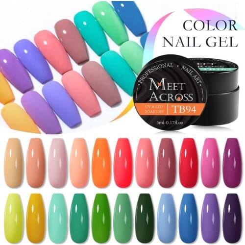 MEET ACROSS 5ml Pure Color Gel Polish Soak off UV LED Nail Gel Polish Nail Art Design Professional Nail Art Gel 108 Colors Gel