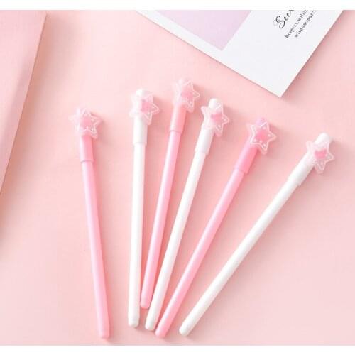 Cute Girl Heart Five-Pointed Star Gel Pen Creative Student Writing Tool Pen Black 0.5mm Signature Pen Learning Stationery
