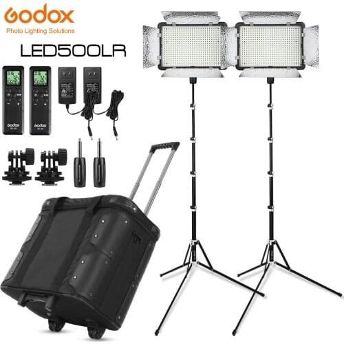 Godox 2x LED500LRC 3300-5600K LED Video Light Continuous Lighting Kit, Photo Video Shooting with Light Stand and Carry Case