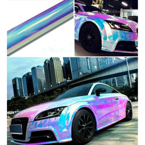 White Backing Holographic Lettering Film Rainbow Neo Chrome Car Vinyl Wrap Bubble Free Sticker DIY Decor Film With Size 138x50cm