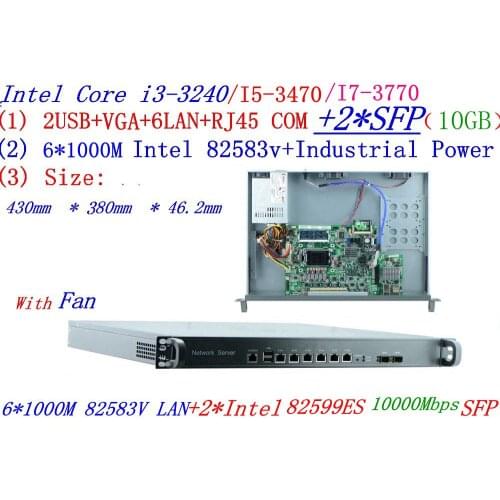 Intel Core I3 3240 six ports Gigabit lan with 2 SFP 10GB 1U firewall server Router software routing Mikrotik PFSense ROS