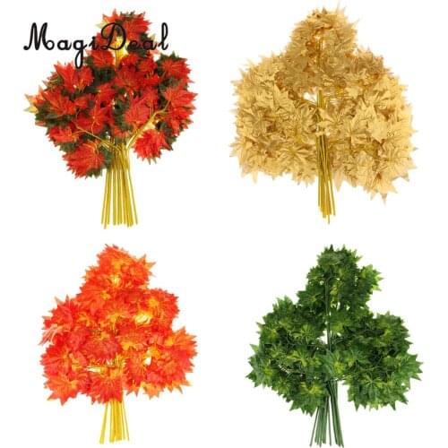 12pcs Artificial Ivy Autumn Maple Leaf Leaves Branches Plants Vine Fake Foliage Flower Home Garden Decorations