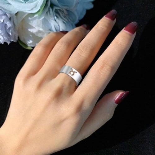 12 Constellations Rings For Women Man Virgo Cancer Capricorn Sagittarius Leo Pisces Libra Scorpio Stainless Steel Couple Ring