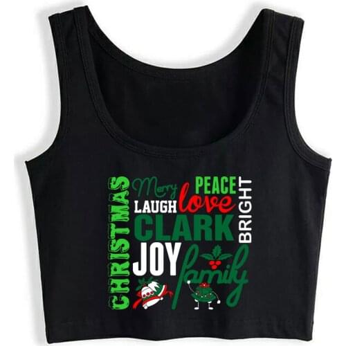 Crop Top Female Merry Christmas Clark Family Cool Black Print Tops Women