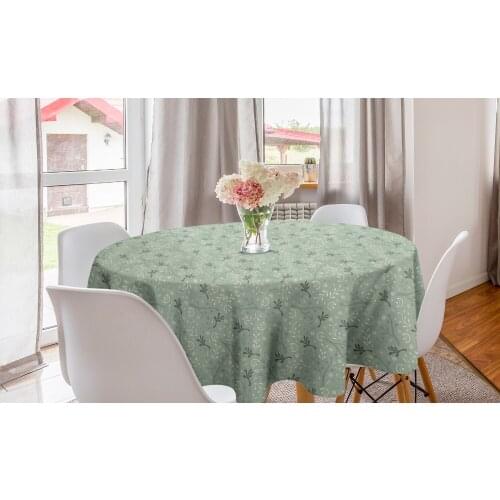 Bohemian Round Tablecloth Nature Pastel Crescent and Branches Circle Table Cloth Cover for Dining Room Kitchen Decor & Party