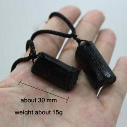 Healing Raw Gemstone Natural Crystal Black Tourmaline Stone Pendant Necklace T84A